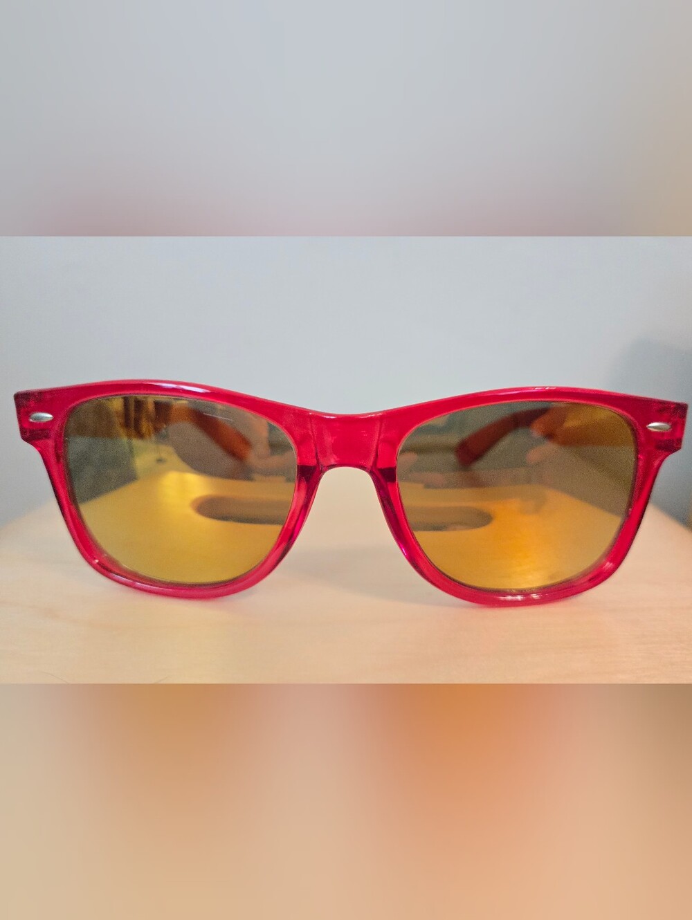 Red Sunglasses with Amber/Rose Gold Lenses S/M